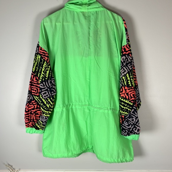Shell Shock Neon Green Vintage 80s Windbreaker Coat M - Picture 5 of 5